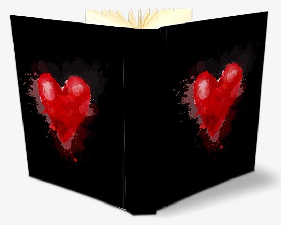 Album foto con copertina con cuore rosso
