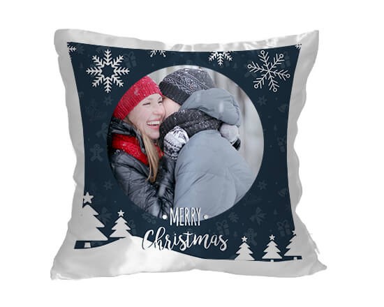 cuscino classico con grafica bianca e blu