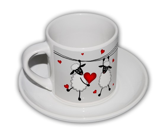 Tazzina da caffè con grafica con pecore