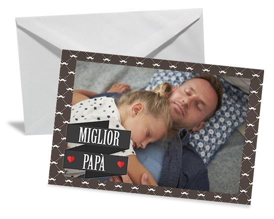 Bigliettino auguri per papà con grafica con baffi