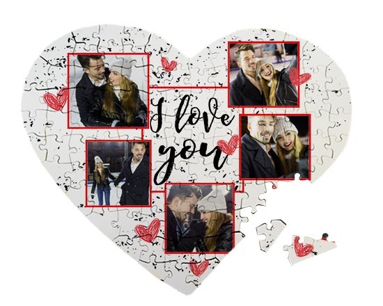 Foto puzzle cuore con grafica collage