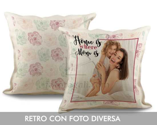 Cuscino quadrato in juta Home is mom