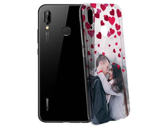 Cover trasparente Huawei P20 Lite Glitter hearts