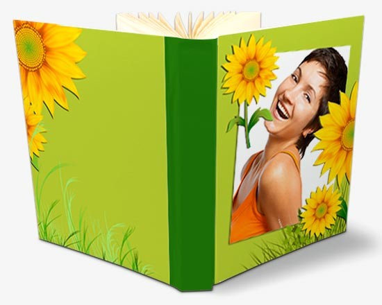 Album fotografico con stampa girasoli e foto personalizzata