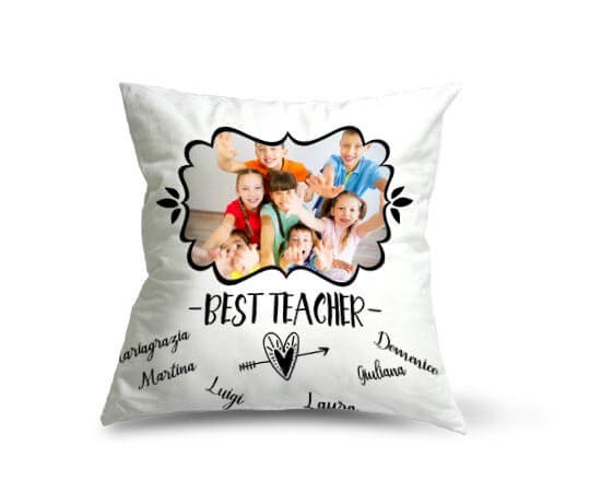Cuscino dainetto con grafica per la maestra