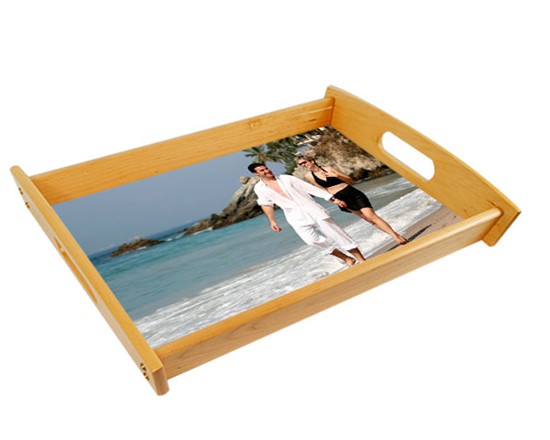 Vassoio in legno con stampa di foto e immagini