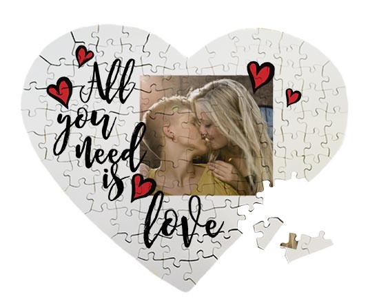 Foto puzzle masonite con grafica romantica