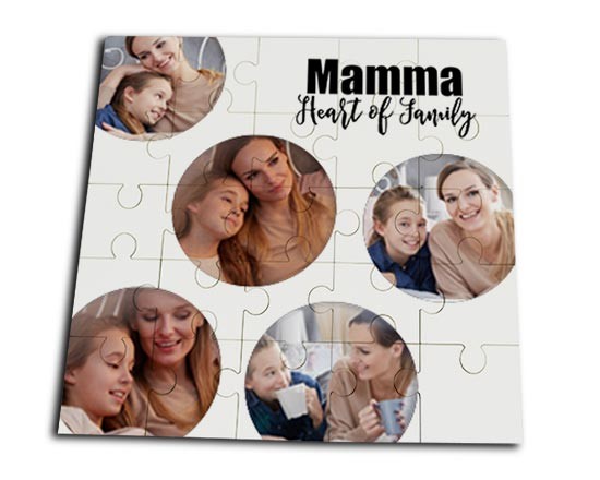 Puzzle legno quadrato Heart of family