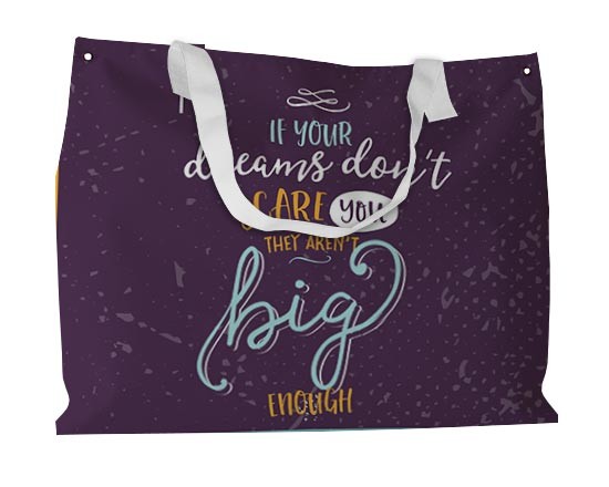 Borsa mare con grafica nel colore viola
