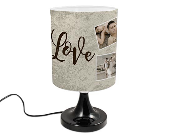 Lampada con grafica collage grigio