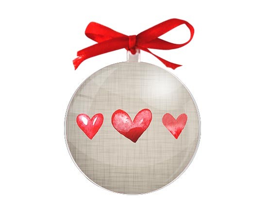 Palla di Natale tonda Cuori lino