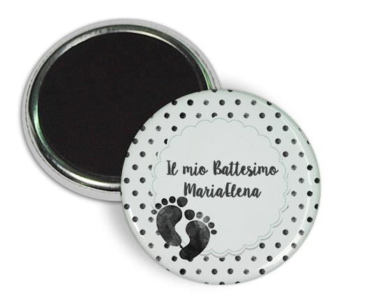 Magnete da frigo con piedini neri e pois