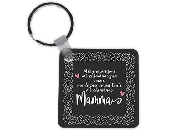 Portachiavi quadrato in masonite Citazione mamma