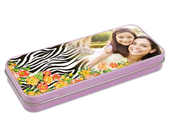 Astuccio Portapenne in Metallo Zebrato con fiori