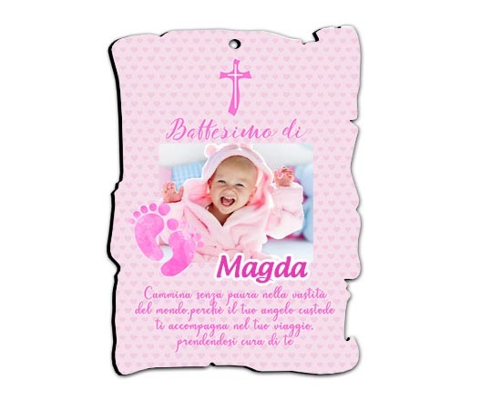 Pergamena con grafica rosa con impronte