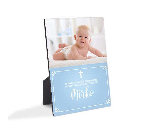 Cornice sacra con grafica nel colore blu