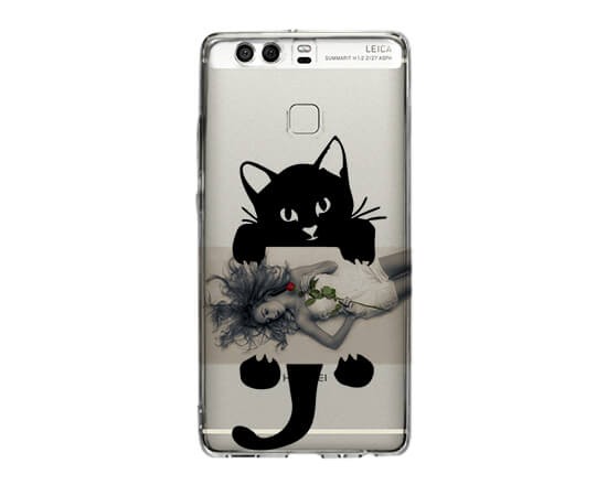 Cover trasparente Huawei P9 Black Cat