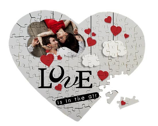 Puzzle cuore masonite A3 con grafica romantica