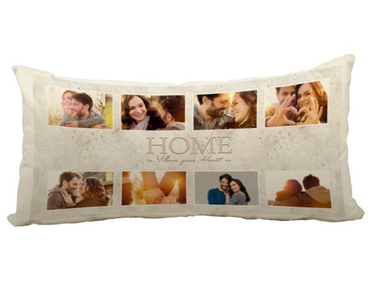 Cuscino con grafica collage nel colore bianco