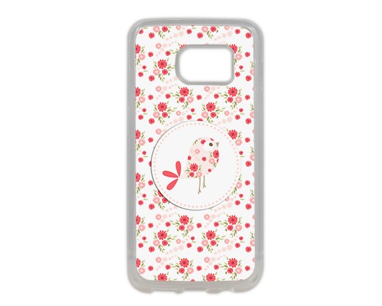 Cover Galaxy S7 in Silicone Pink birds