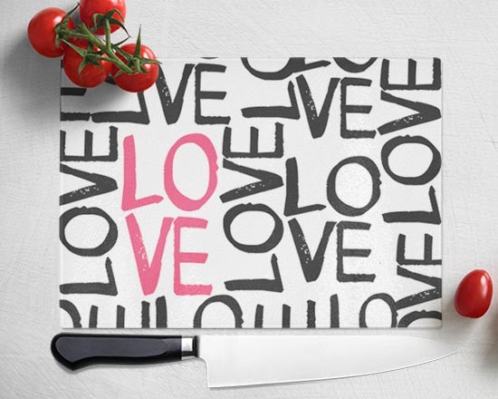 Tagliere in vetro Love words