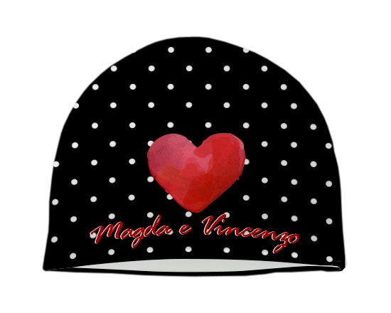 Cappello in pile corto Pois bianchi