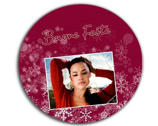 Puzzle legno rotondo Buone feste