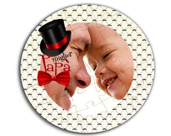 Puzzle cerchio masonite con grafica festa del papà