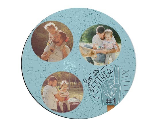 Puzzle rotondo in cartoncino con grafica collage