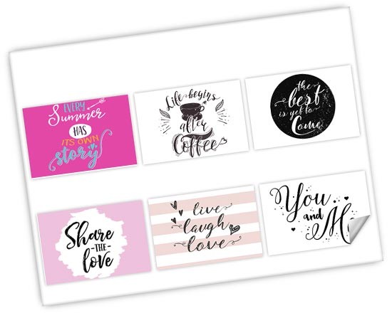 Stickers rettangolari con scritte