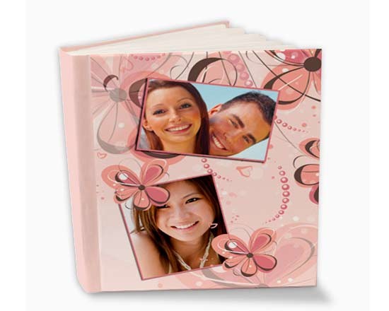 Album fotografico con stampa di fiori rosa e foto