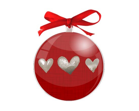 Palla di Natale tonda Cuori vintage