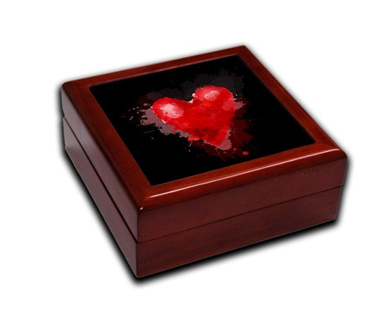 Portagioie in legno con grafica Black love