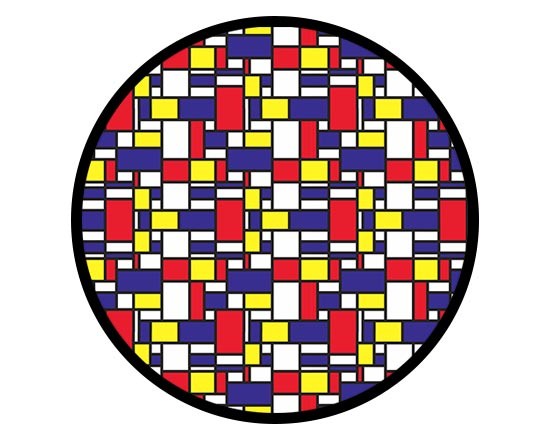 Zerbino rotondo con grafica colorata