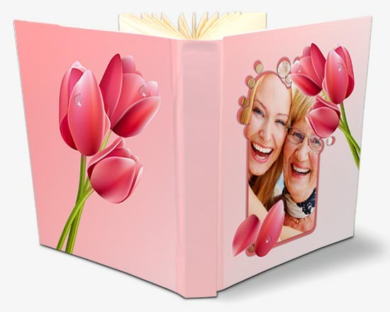 realizza album fotografico con grafica di tulipani