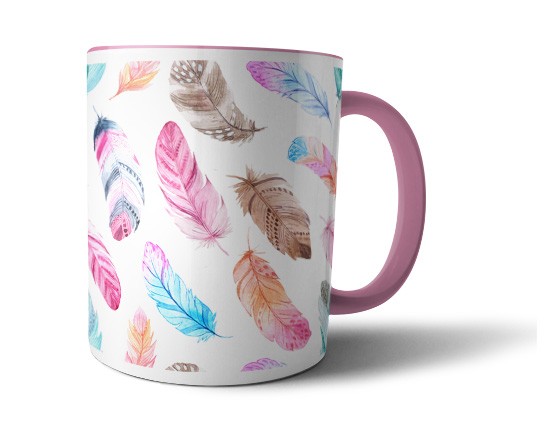 Tazza personalizzata con piume colorate