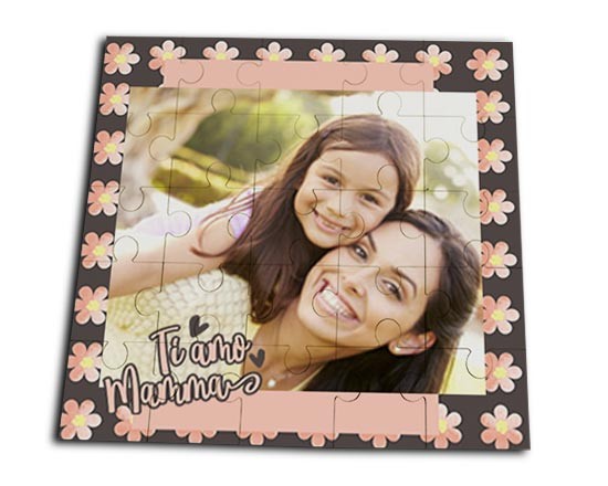 Puzzle quadrato masonite con fiorellini