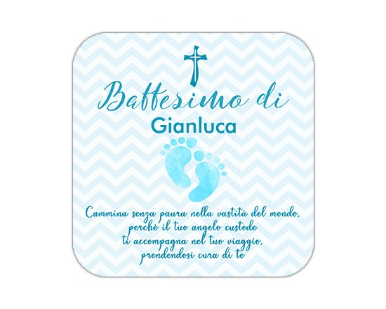 Calamita con grafica a zig zag per il battesimo