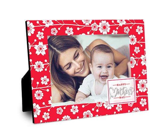 Portafoto in legno con grafica con fiori