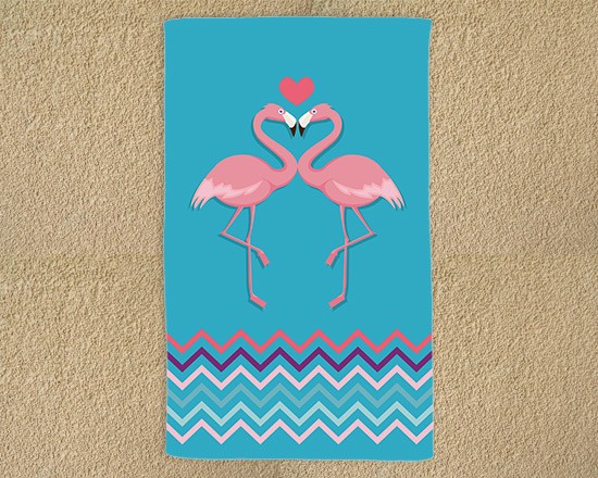 Telo mare con grafica con fenicotteri