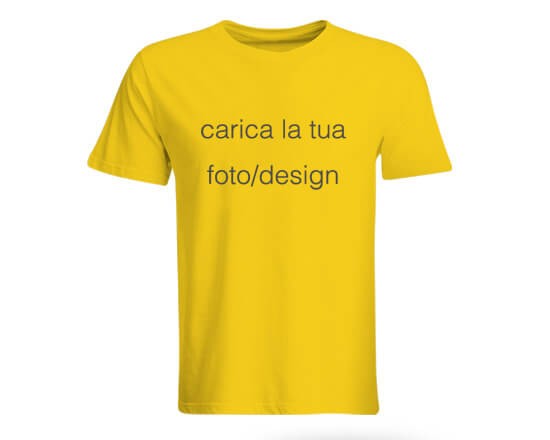Maglia a mezza manica gialla in cotone personalizzabile con foto e testo