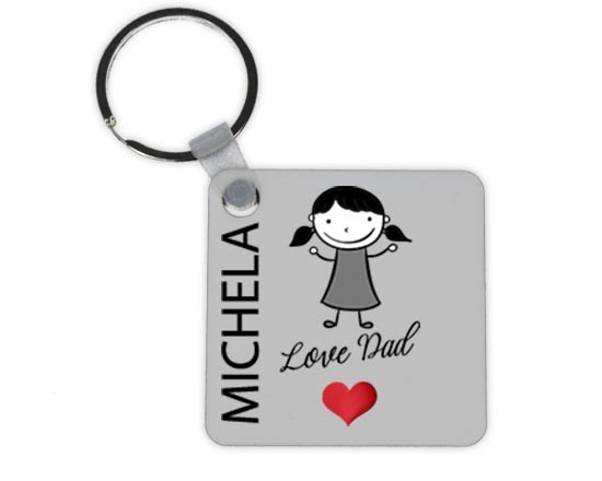 Portachiavi quadrato in masonite Love dad girl