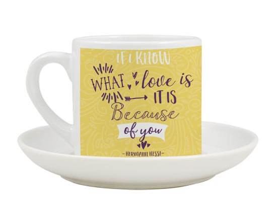 Tazzina da caffè con grafica nel colore giallo