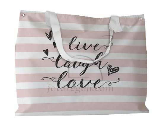 Borsa mare con grafica con fasce bianche e rosa
