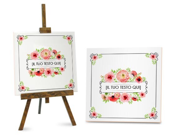 Mattonella con cornice e fiori arancio