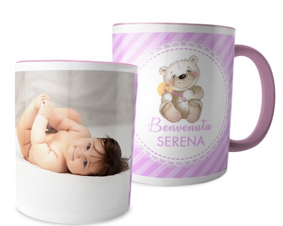 tazza con orsetto su sfondo rosa