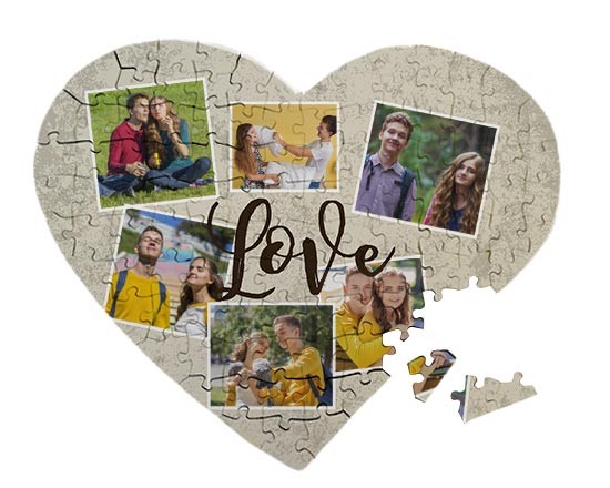 Puzzle cuore A3 con grafica collage