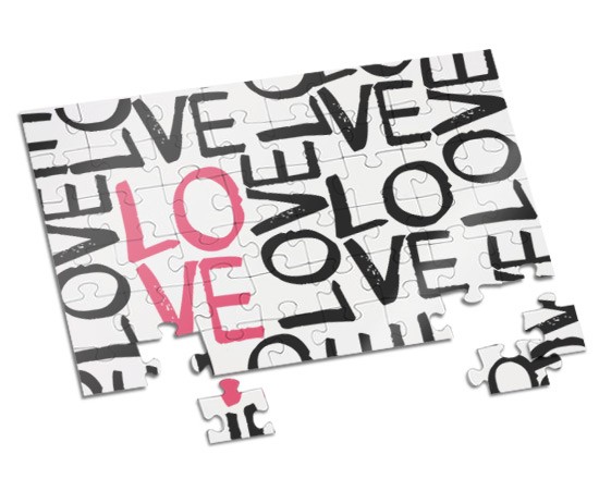 Scritte d'amore su puzzle A4