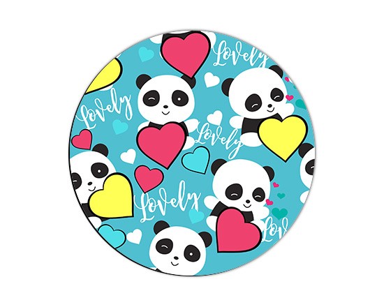 Calamita rotonda con grafica con panda