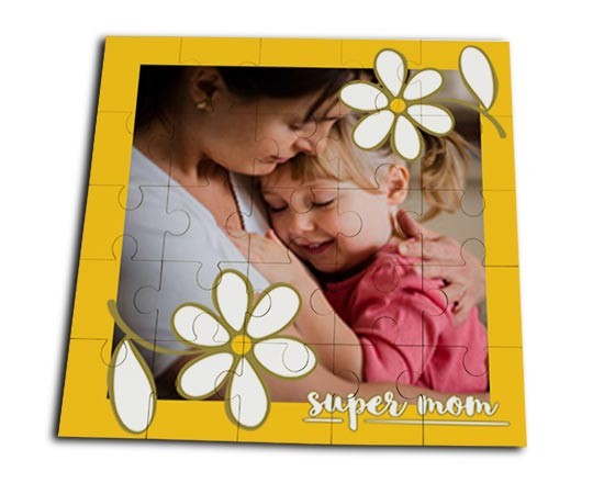 Puzzle quadrato masonite con margherite